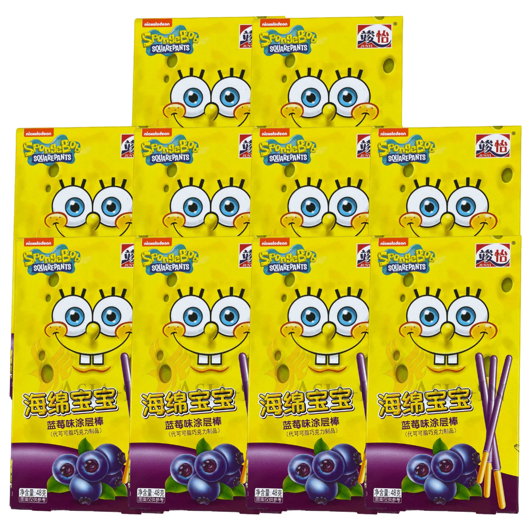 10er-Pack Junyi SpongeBob Pocky Heidelbeergeschmack 48g