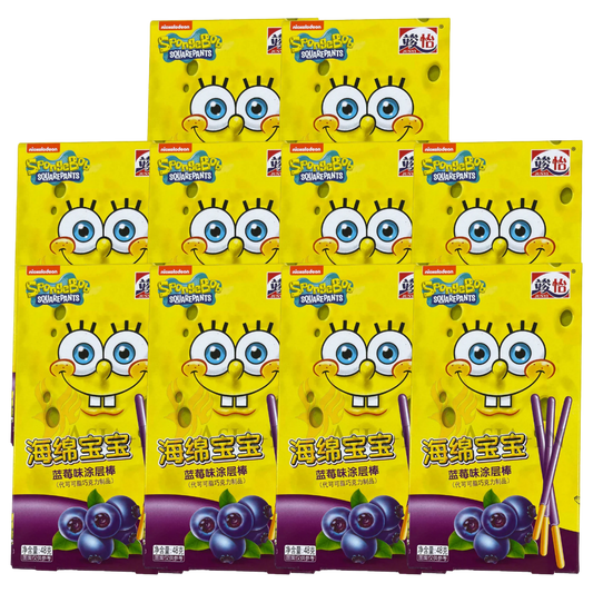 10er-Pack Junyi SpongeBob Pocky Heidelbeergeschmack 48g