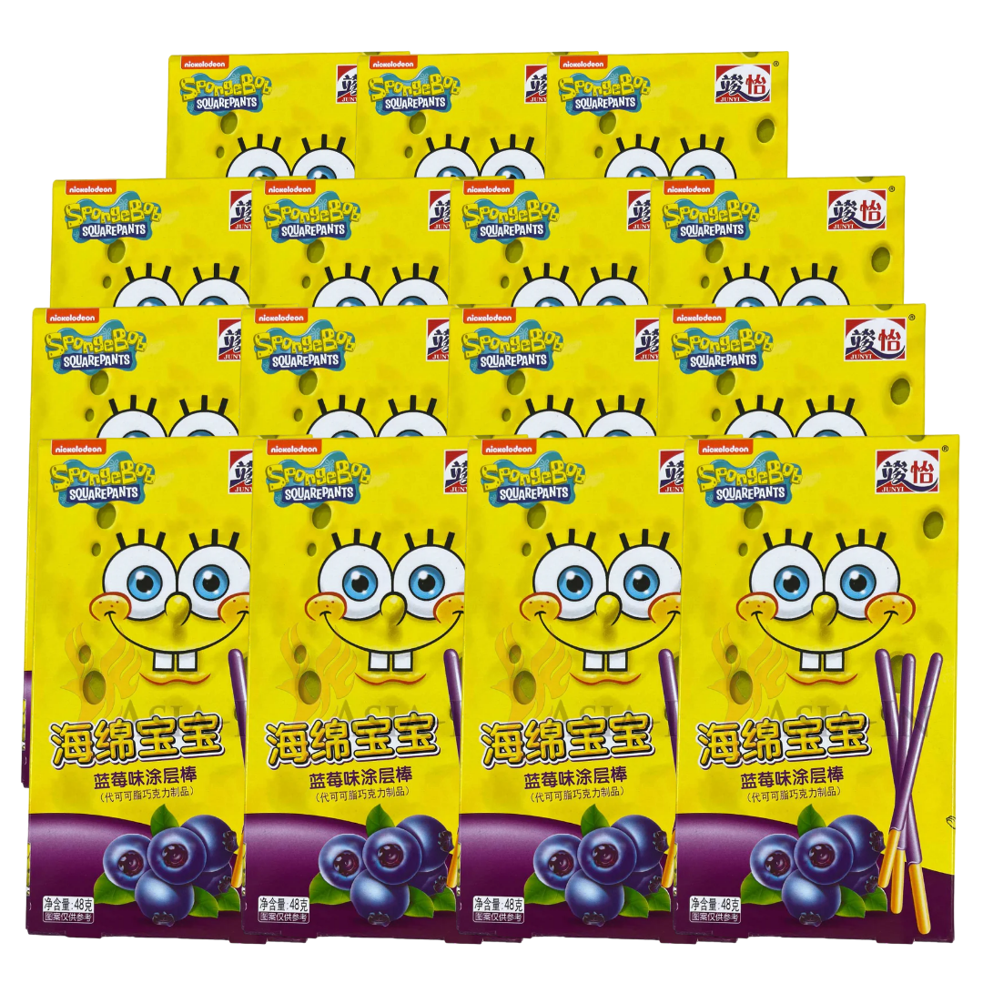 15er-Pack Junyi SpongeBob Pocky Heidelbeergeschmack 48g