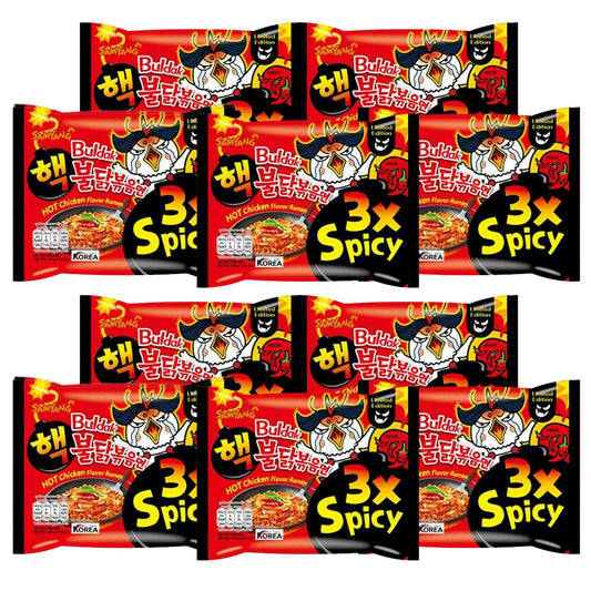 10er-Pack Samyang Buldak Rot 3x Spicy Hot Chicken 135g